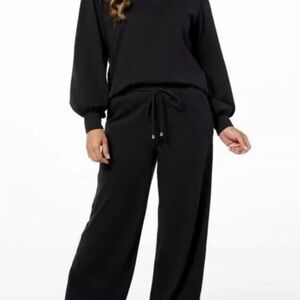Navy Wide-Leg Drawstring Lounge Pants with top sweatshirt pants set